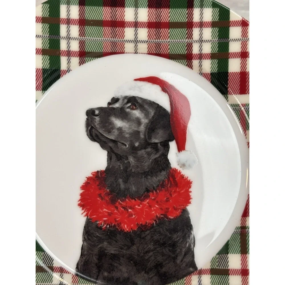 CELTIC CANINES Black Lab Christmas Plate Labrador Retriever